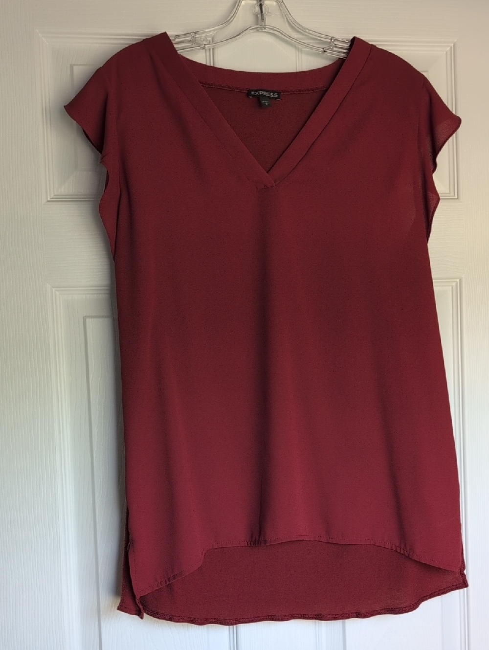 Express Burnt Orange V-Neck Flutter Sleeve Blouse
